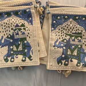 Pre-owned lightly used bundle of 2 world market, Indian hanging elephant banners